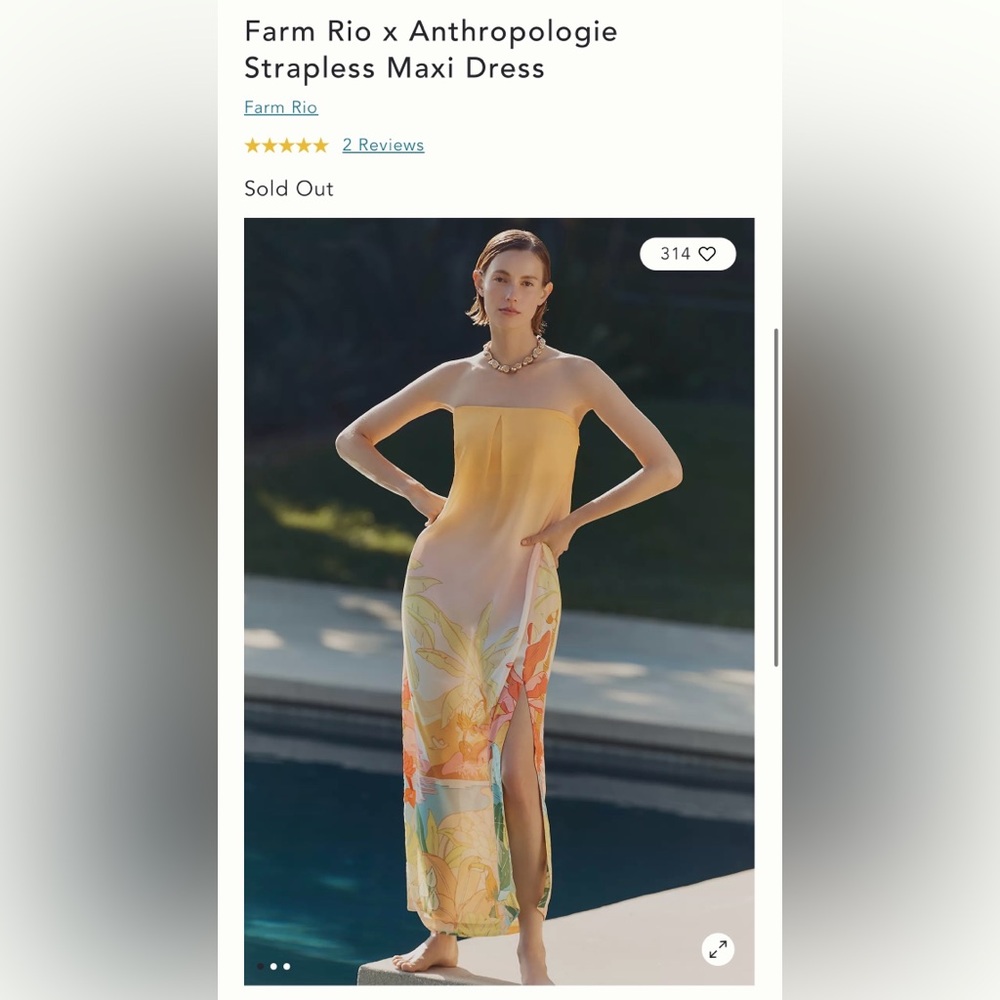 NWT Farm Rio x Anthropologie Strapless Maxi Dress